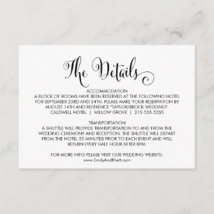 D'accompagnement Carte de détails du Mariage Southern Belle Calligr