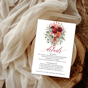D'accompagnement Carte de détails floraux bordeaux bohème d'automne