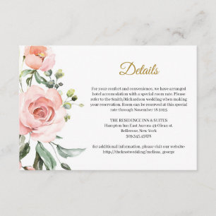 D'accompagnement Carte de détails floraux de pêche rose pâle bohème