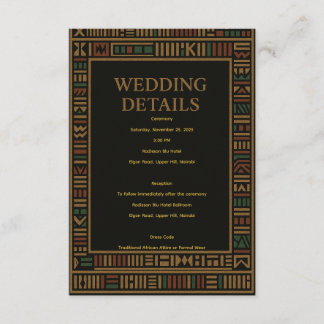 D'accompagnement Carte de détails Mariage africain Kente