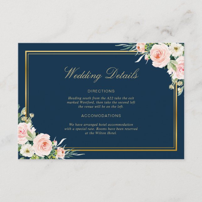 D'accompagnement carte de détails mariage cadre élégant (Devant)