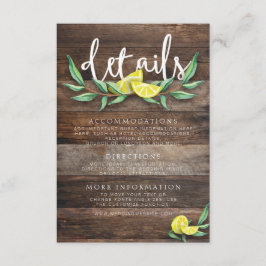 D'accompagnement CARTE DE DÉTAILS | Mariage citron en bois rustique