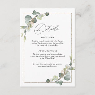 D'accompagnement carte de détails mariage de l'eucalyptus green