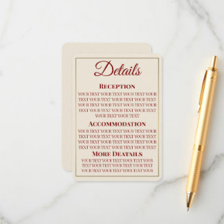 D'accompagnement Carte de détails minimaliste du Mariage