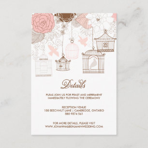 D'accompagnement Carte de détails sur les oiseaux Whimsical Rose