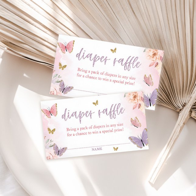 D'accompagnement Carte de fermeture à rabat Baby shower papillon (Butterfly Baby Shower Diaper Raffle Cards)