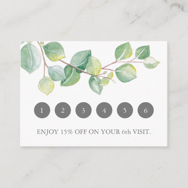 D'accompagnement Carte de fidélité Eucalyptus Vert Aquarelle (Devant)