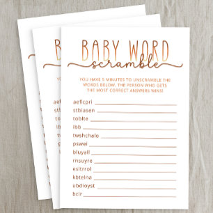D'accompagnement Carte de jeu de Baby shower Word Scramble neutre