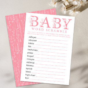 D'accompagnement Carte de jeu de mots mêlés bébé Fleur sauvage rose