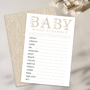 D'accompagnement Carte de jeu de mots mêlés Taupe Wildflower Baby