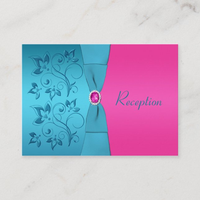 D'accompagnement Carte de la réception Fuchsia et Turquoise (Devant)