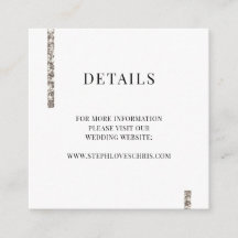 Carte de la réception moderne Glam Wedding
