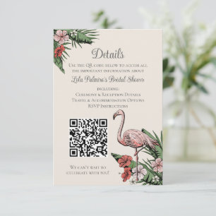 D'accompagnement Carte de mariage avec code QR de flamant tropical