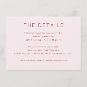 D'accompagnement Carte de mariage sophistiquée en sérif rose