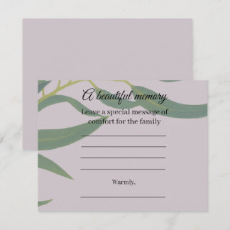 D'accompagnement Carte de message commémoratif Eucalyptus