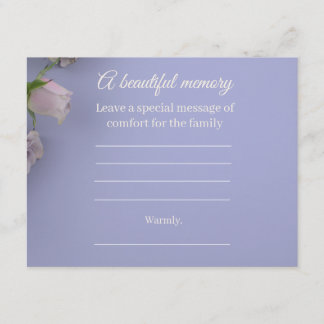 D'accompagnement Carte de message commémoratif Rose Violette