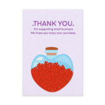 Carte de pot en verre de coeur, merci clients