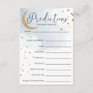 D'accompagnement Carte de prédiction de Baby shower bleu Lune et ét