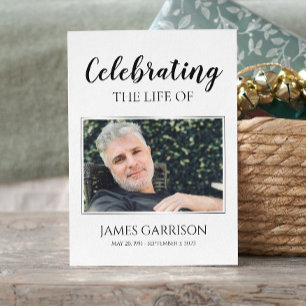 D'accompagnement Carte de prière funéraire noire blanche élégante a