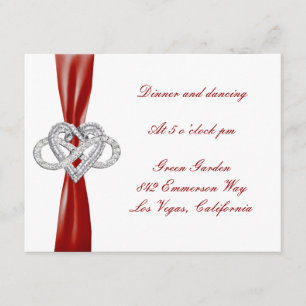 D'accompagnement Carte de réception de mariage à cœur infini rouge