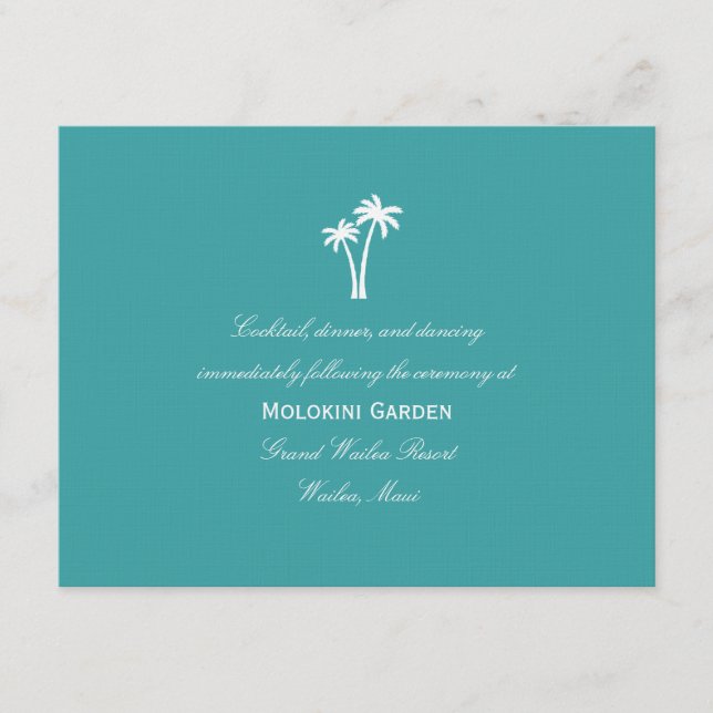 D'accompagnement Carte de réception de mariage aux palmiers (Devant)