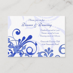 D'accompagnement Carte de réception de mariage floral bleu et blanc