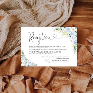D'accompagnement Carte de réception de mariage florale bleu poussié
