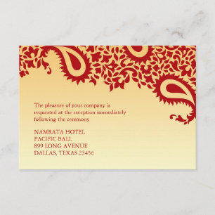 D'accompagnement Carte de réception de mariage indien de style Pais