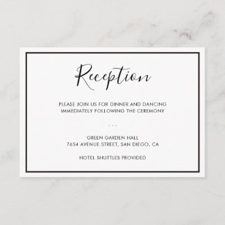 D'accompagnement Carte de réception de mariage minimaliste noir et 