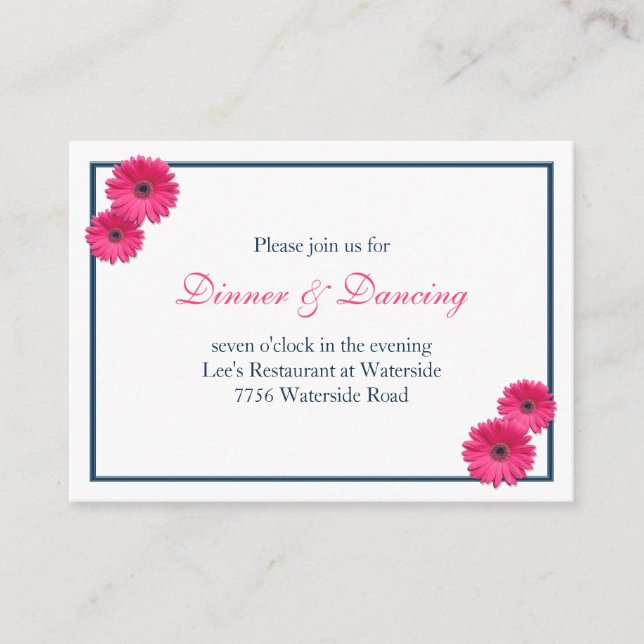 D'accompagnement Carte de réception de mariage rose Gerbera Daisy (Devant)