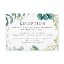 Carte de réception de mariage turquoise et élégant