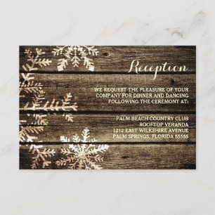 D'accompagnement Carte de réception d'hiver rustique en bois de gra