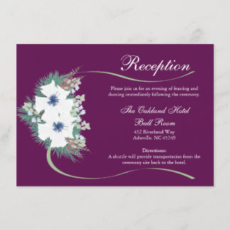 D'accompagnement Carte de réception Eggplant & Green Floral & Ribbo