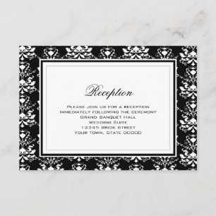 D'accompagnement Carte de réception élégante en damas noir et blanc