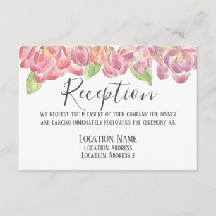 D'accompagnement Carte de réception florale aux pivoines roses