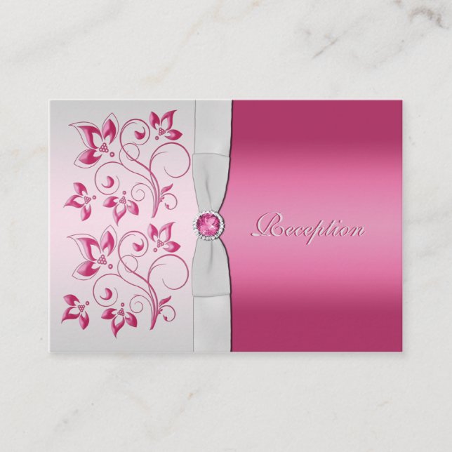 D'accompagnement Carte de réception florale en argent et rose (Devant)