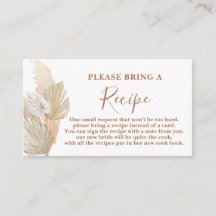 Carte de recette de Baby Shower avec herbe de Pamp