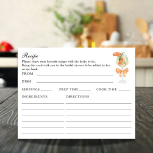 D'accompagnement Carte de recette double face Aperol Spritz Bridal