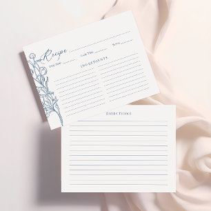 D'accompagnement Carte de recette Floral Bridal Bleu Français Chino