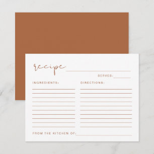 D'accompagnement Carte de recette orange Burnt Terracotta Boho CORI