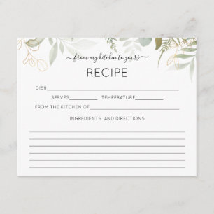 D'accompagnement Carte de recette Watercolor Greenery