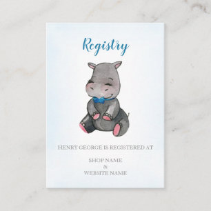 D'accompagnement Carte de registre Baby shower garçon Hippo