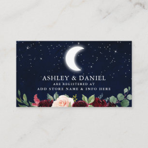 D'accompagnement Carte de registre de mariage floral lune étoiles c
