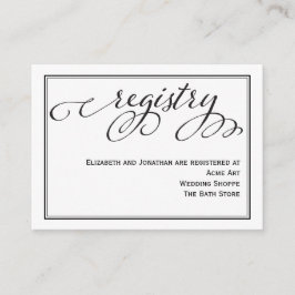 D'accompagnement Carte de Registre Mariage de script de calligraphi