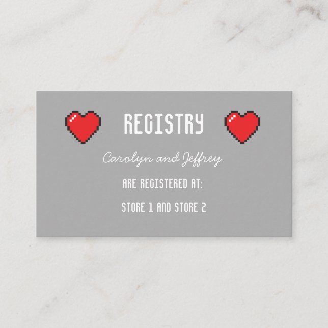 D'accompagnement Carte de registre Nerdy 8 bits pour Mariage cardia (Devant)