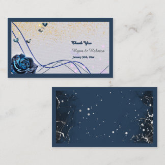 D'accompagnement Carte de remerciement de mariage Navy Argent Or