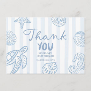 D'accompagnement Carte de remerciement Main Levée Doodle Bleu Sea Y