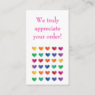 D'accompagnement Carte de remerciement pour achat Love Hearts