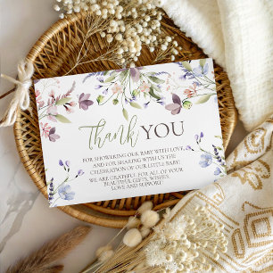 D'accompagnement Carte de remerciement pour Baby Shower Wildflower