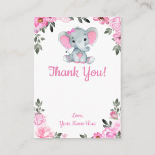 D'accompagnement Carte de remerciements fille Eléphant Douche rose 